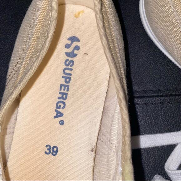 Superga Anthropologie Canvas Sneaker Shoes Tan with white soles size EU 39 US 8 - Picture 8 of 10